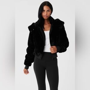 Alo Faux Fur Foxy Jacket Black Size M